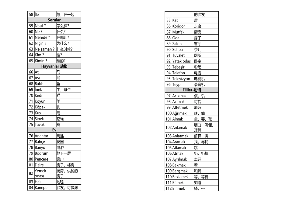 土耳其语常用单词500个_第3页