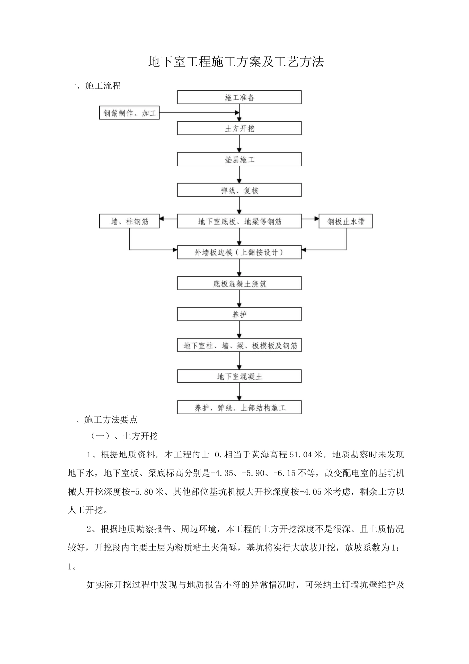 地下室工程施工方案及工艺方法_第1页