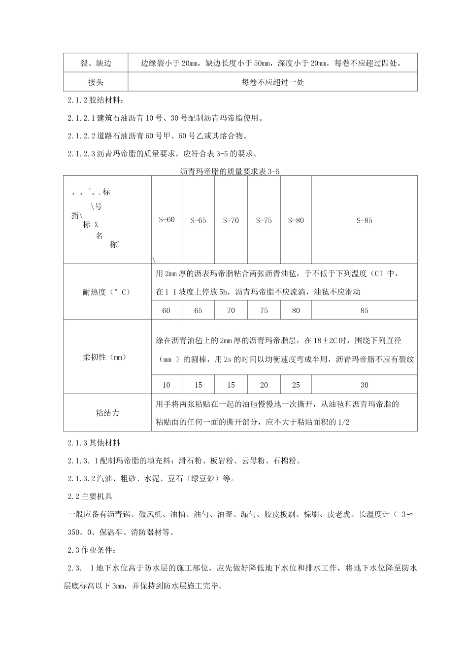 地下沥青油毡卷材防水层分项工程施工工艺_第2页