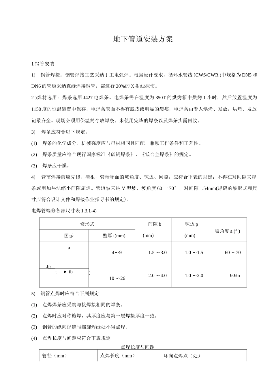 地下管道安装方案_第1页