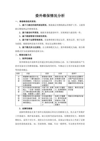 地铁委外维保情况