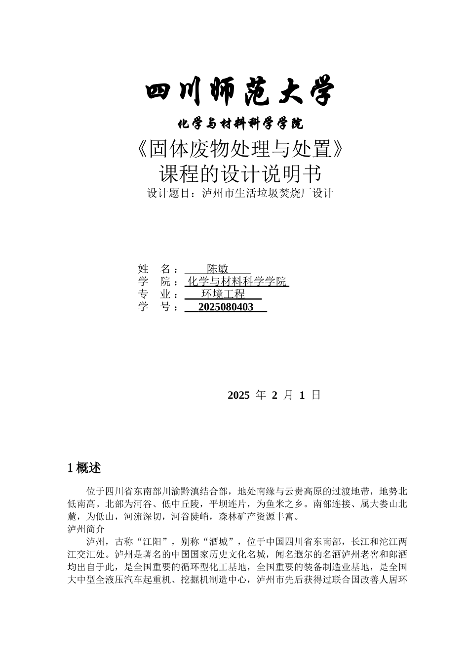 垃圾焚烧厂课程设计_第3页