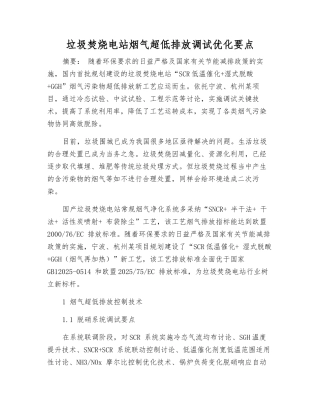 垃圾焚烧电站烟气超低排放调试优化要点