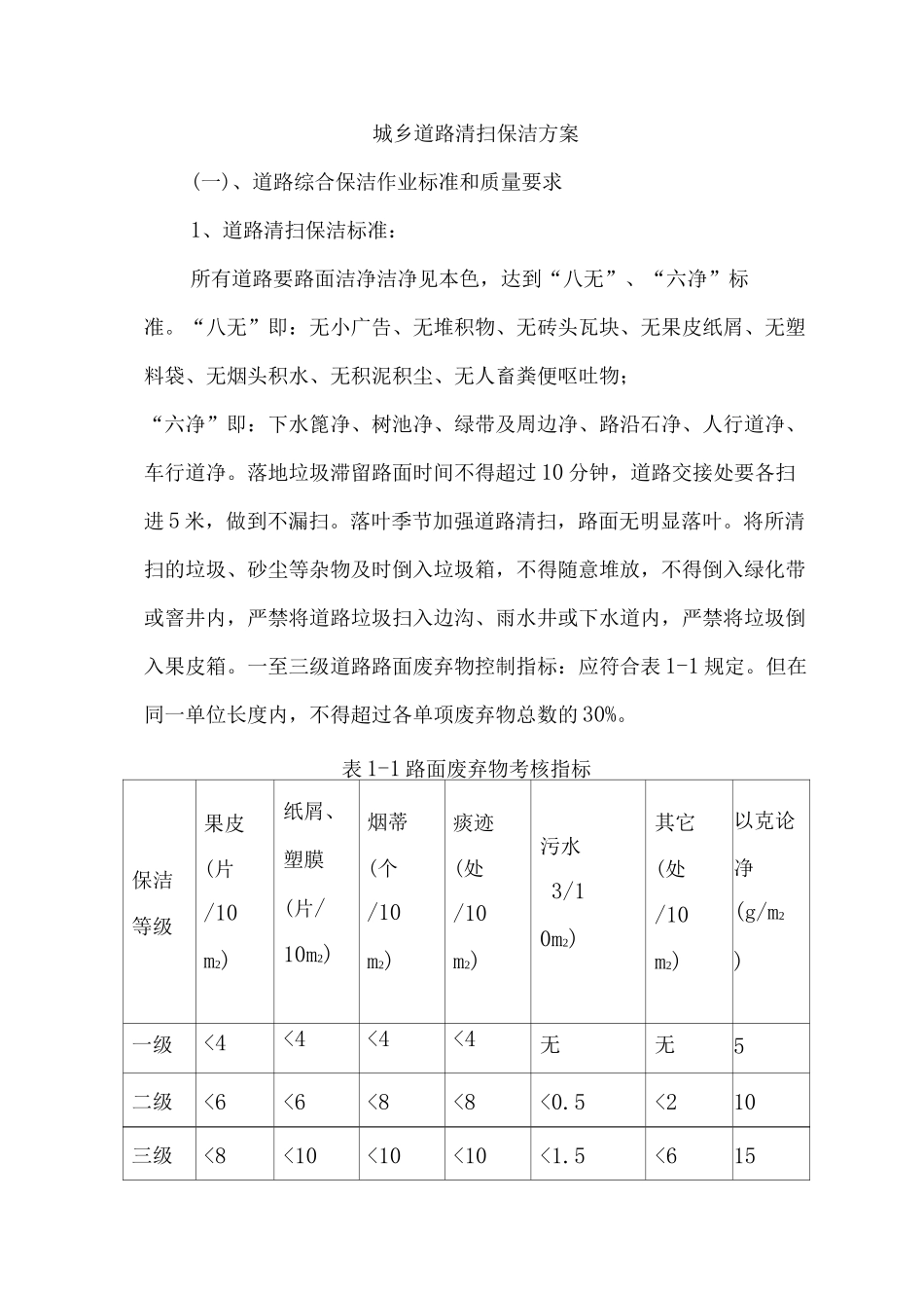 城乡道路清扫保洁方案_第1页
