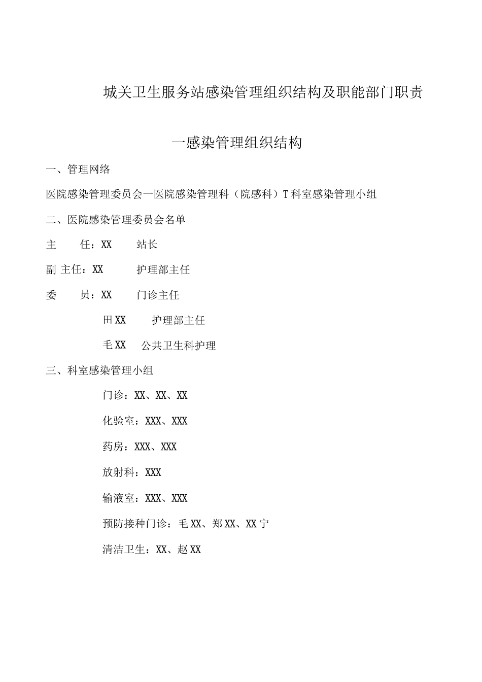 城关社区卫生服务站感染管理组织结构及职能部门职责_第3页