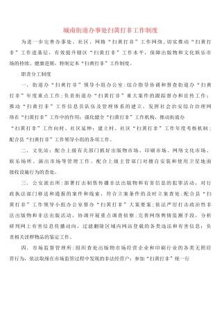 城南街道办事处扫黄打非工作制度