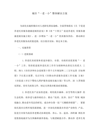 城市“一老一小”整体解决方案