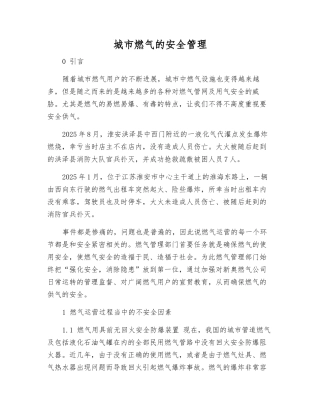 城市燃气的安全管理