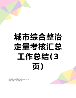 城市综合整治定量考核汇总工作总结