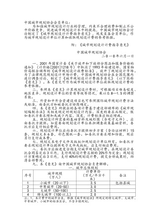 城市规划设计收费标准