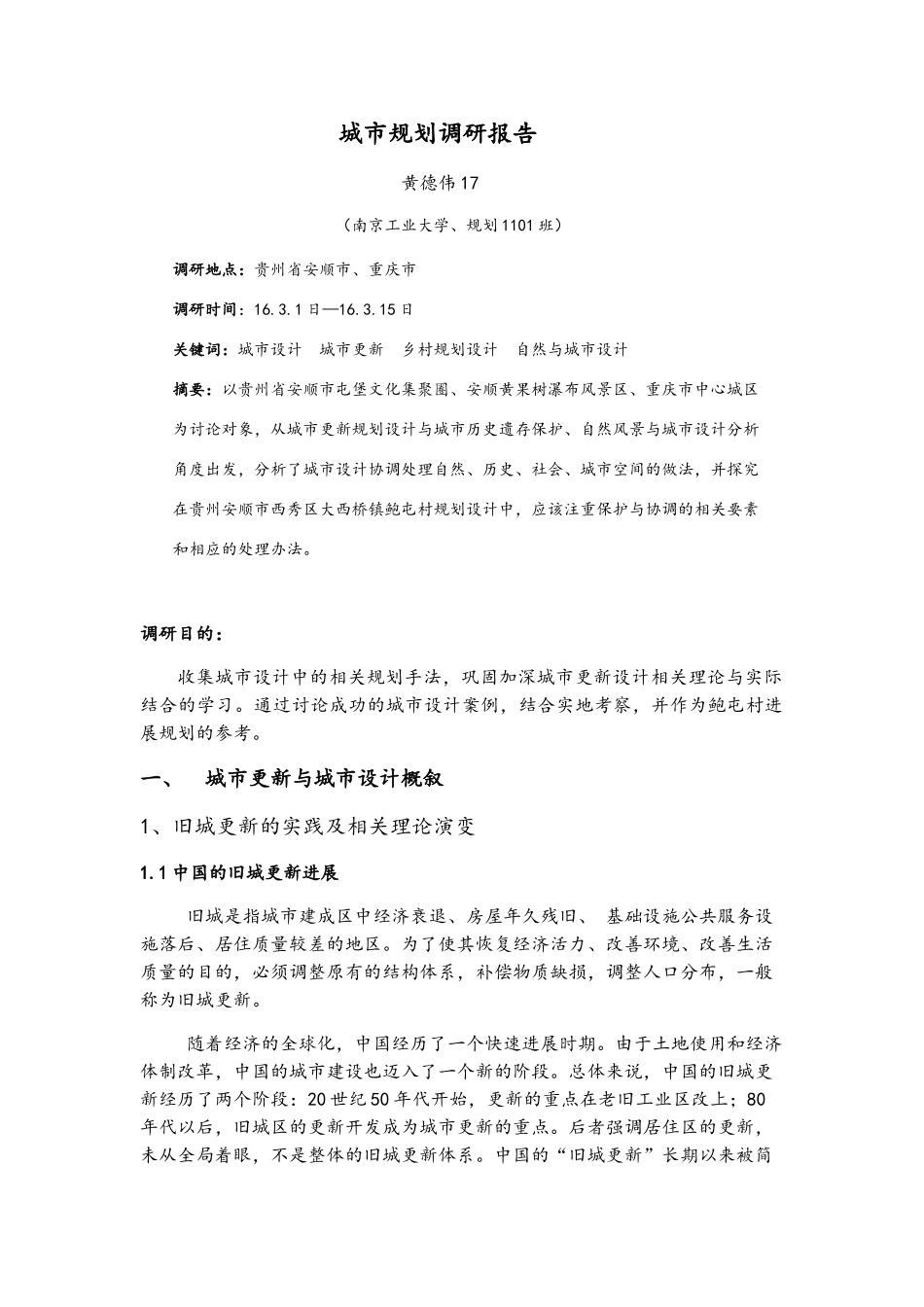 城市规划调研实习报告_第1页