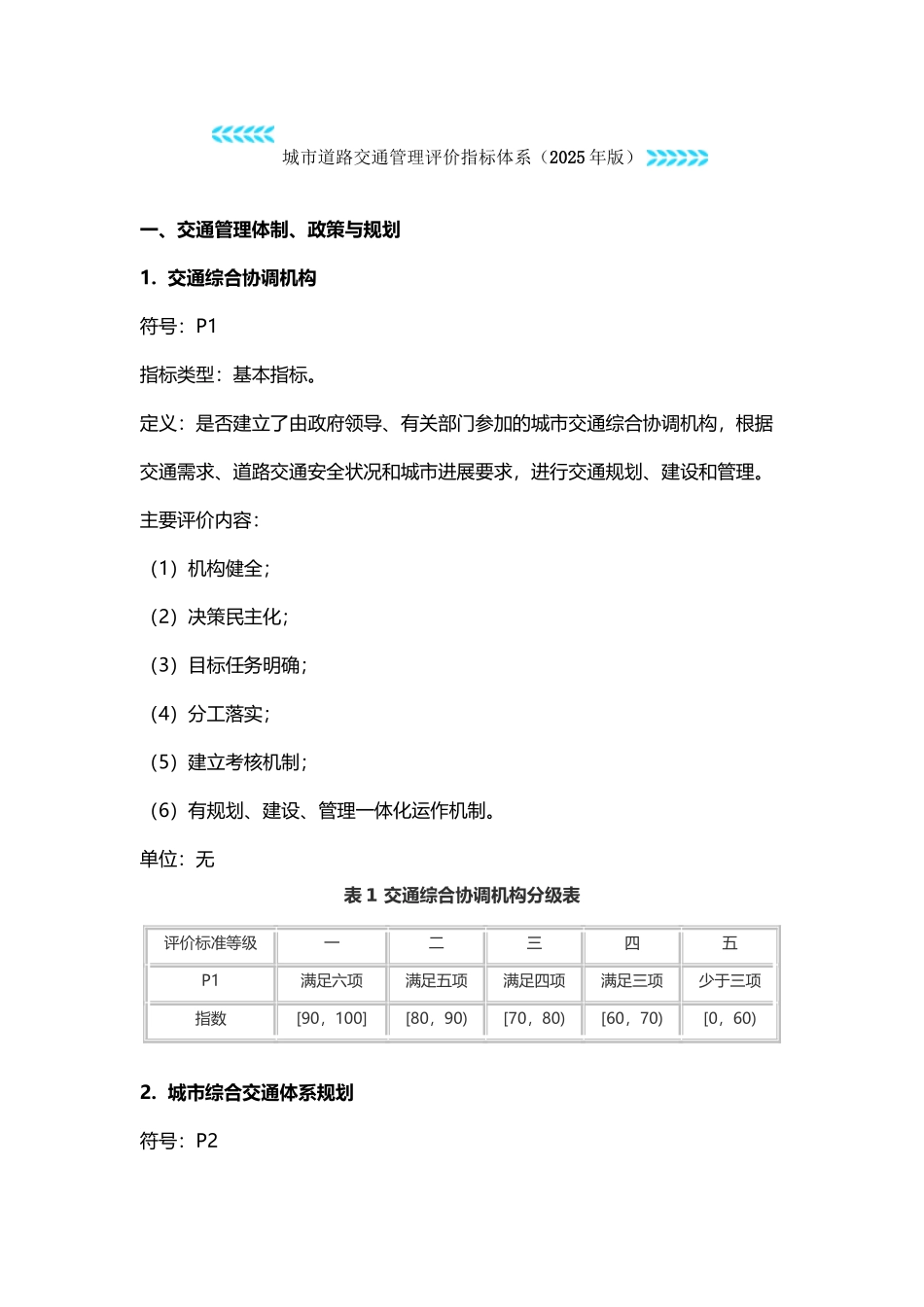 城市道路交通管理评价指标体系_第2页