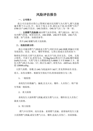 城镇天然气 风险评估报告