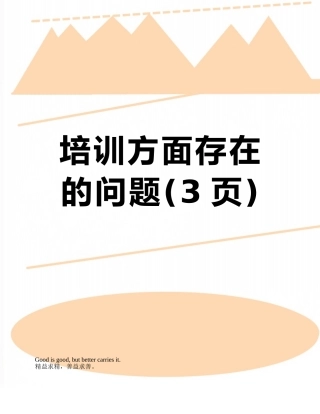 培训方面存在的问题