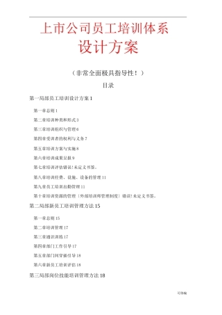 培训设计全面系统：上市公司员工培训体系方案及对策