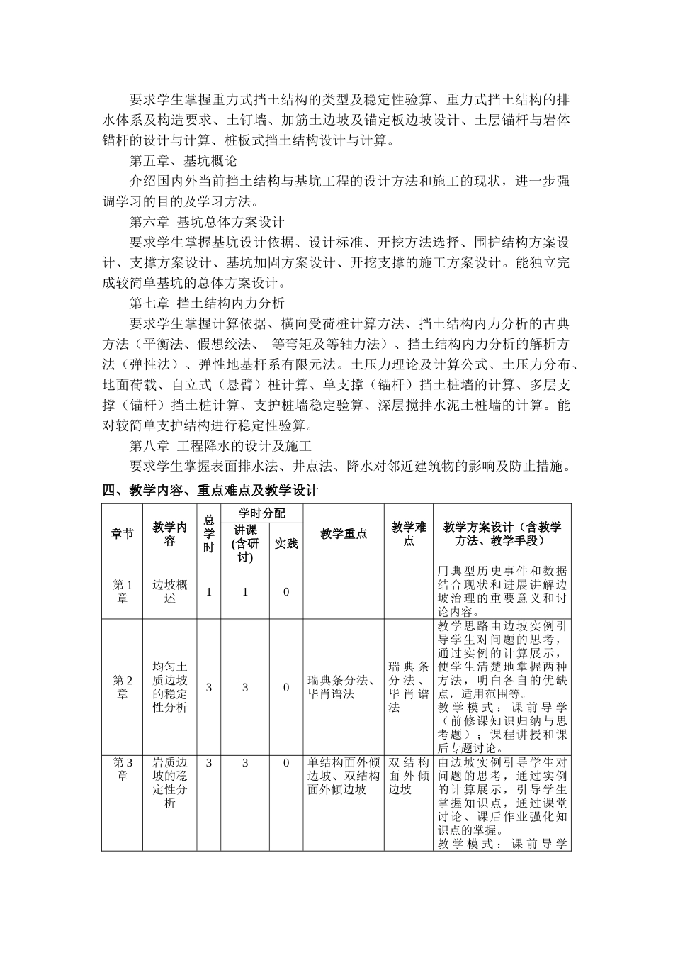 基坑与边坡工程--教学大纲_第2页