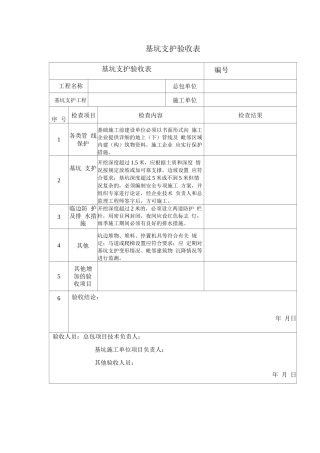 基坑支护验收表
