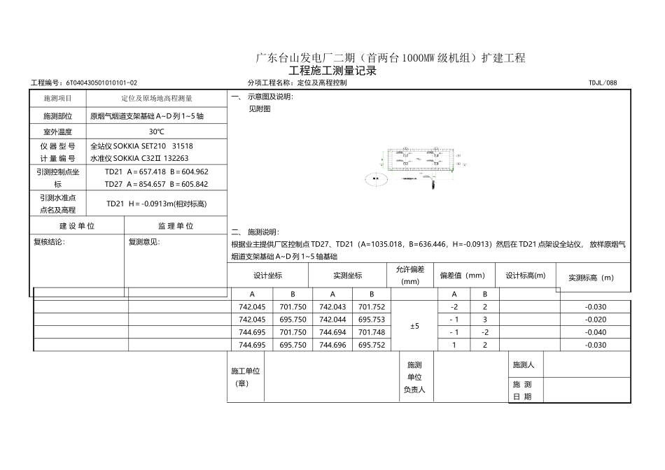 基础定位放线工程测量记录_第2页