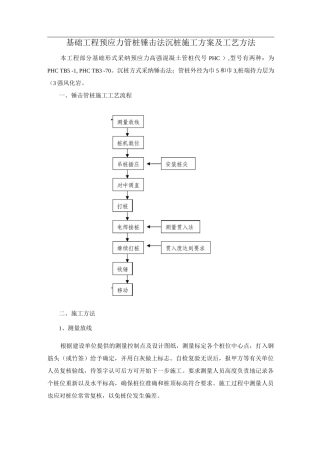 基础工程预应力管桩锤击法沉桩施工方案及工艺方法