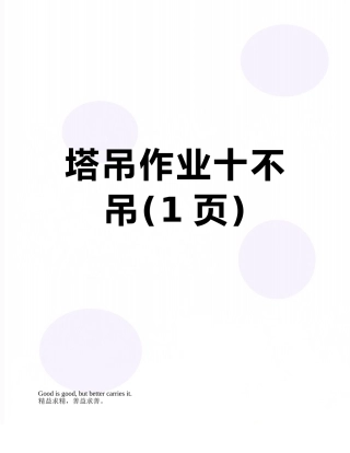 塔吊作业十不吊