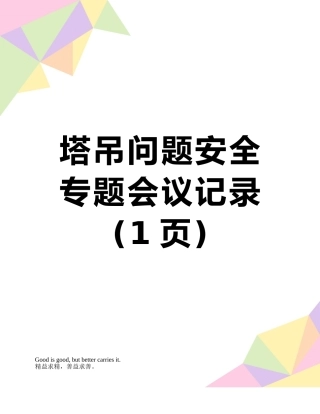 塔吊问题安全专题会议记录