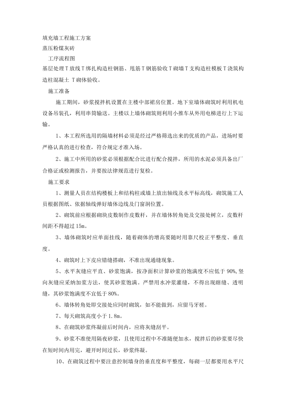 填充墙工程施工方案_第1页