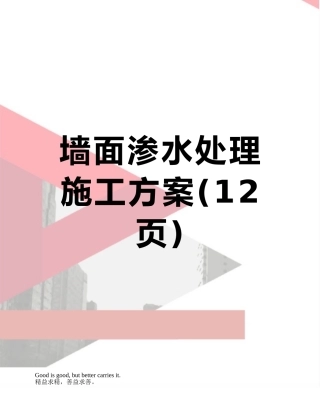 墙面渗水处理施工方案