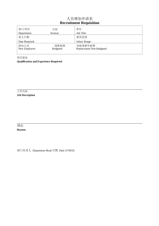 增加人员申请表