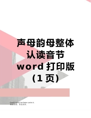 声母韵母整体认读音节word打印版