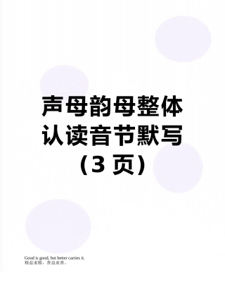 声母韵母整体认读音节默写