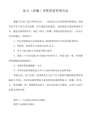 处方考核奖惩管理办法