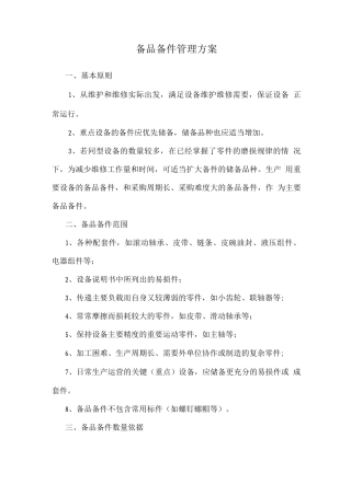 备品备件管理方案