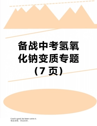 备战中考氢氧化钠变质专题