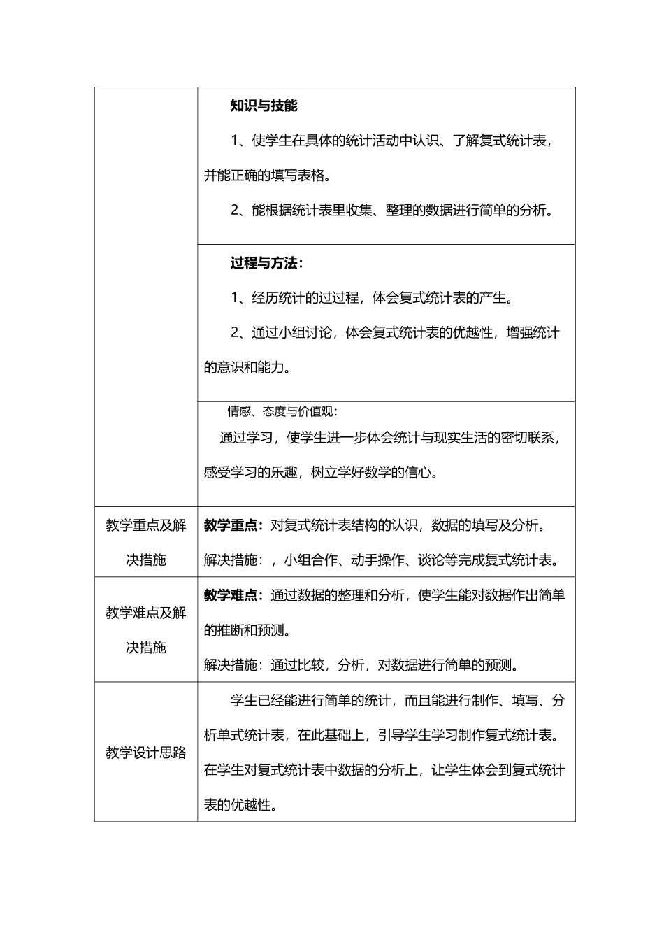 复式统计表教学设计_第3页