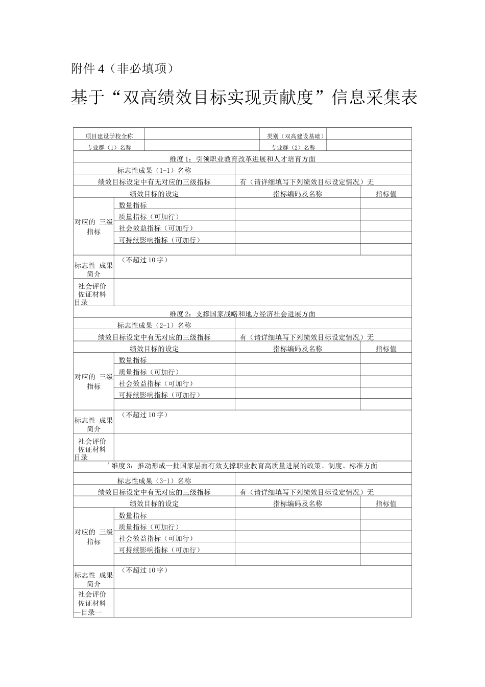 基于“双高绩效目标实现贡献度”信息采集表_第1页
