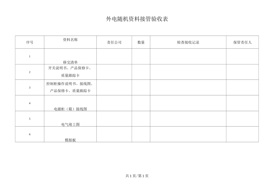外电随机资料接管验收表_第1页