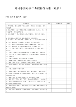 外科手消毒操作考核评分标准