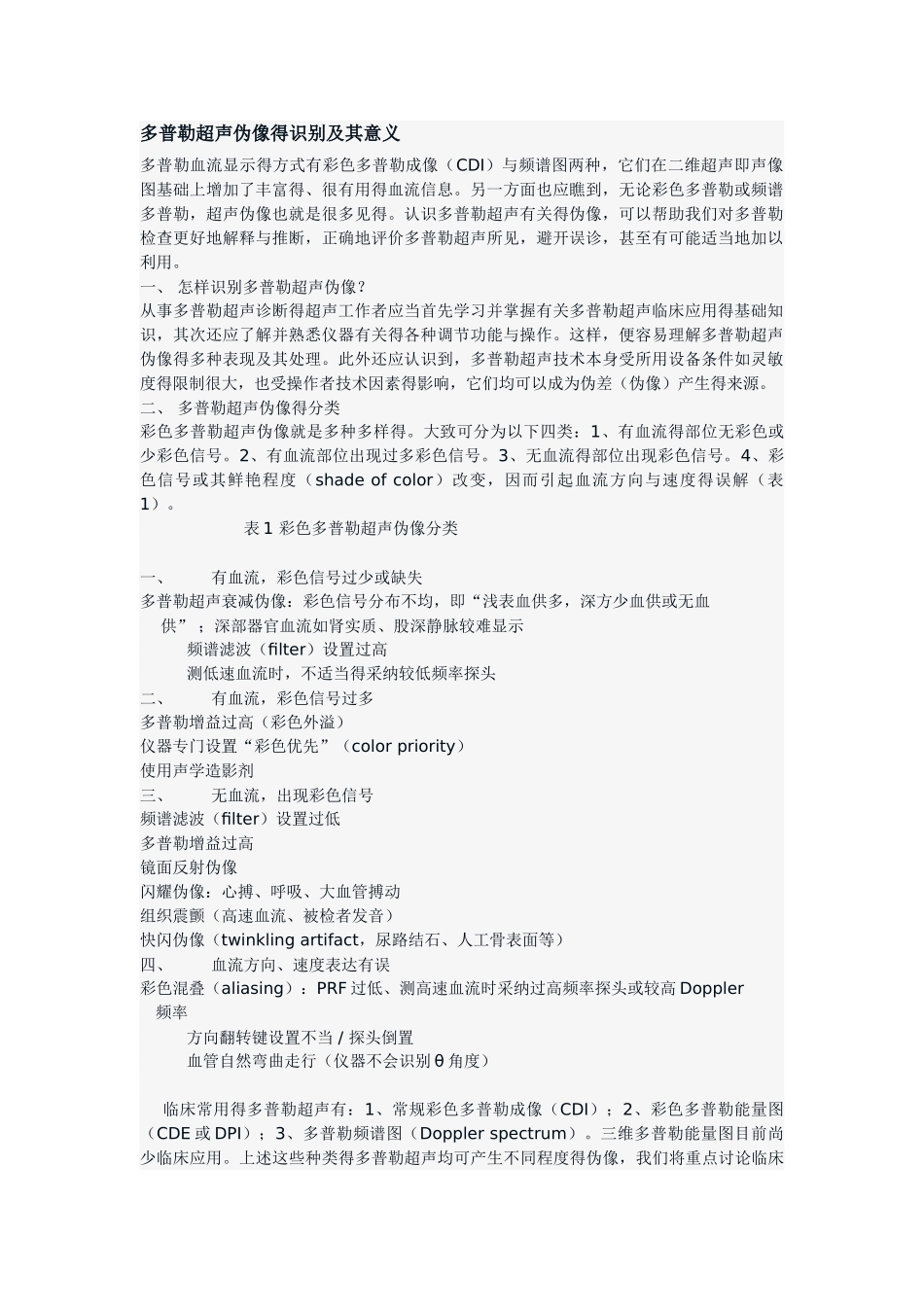 多普勒超声伪像的识别及其意义_第1页