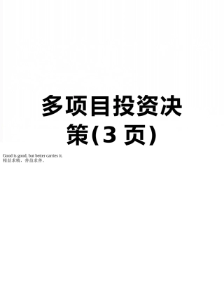 多项目投资决策