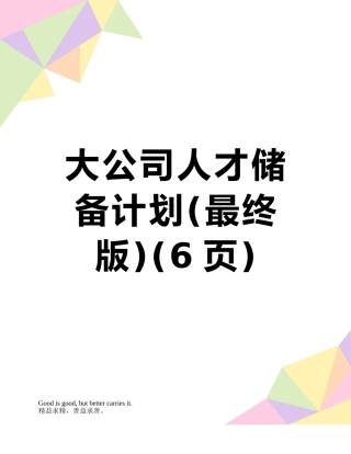 大公司人才储备计划