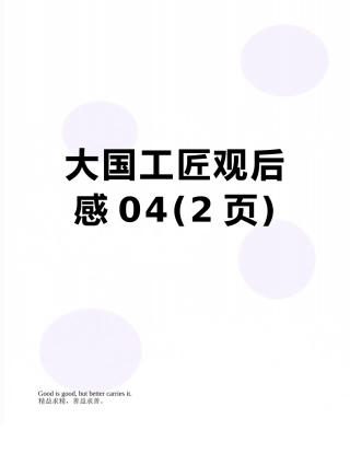 大国工匠观后感04
