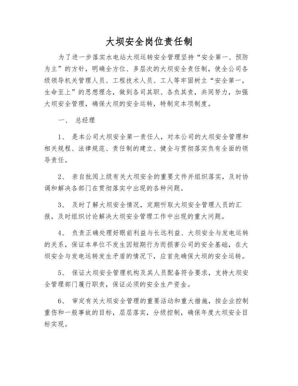 大坝安全岗位责任制_第1页