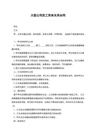 大型公司员工劳务关系合同