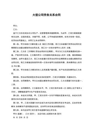大型公司劳务关系合同