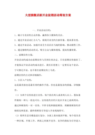 大型旗舰店新开业促销活动策划方案