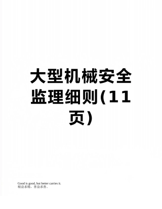 大型机械安全监理细则
