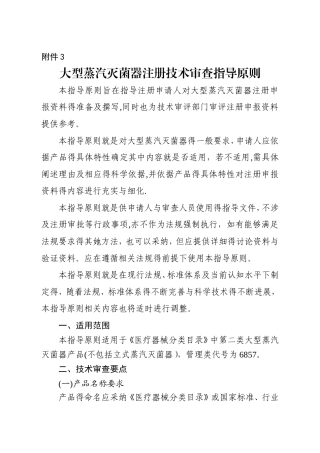 大型蒸汽灭菌器注册技术审查指导原则