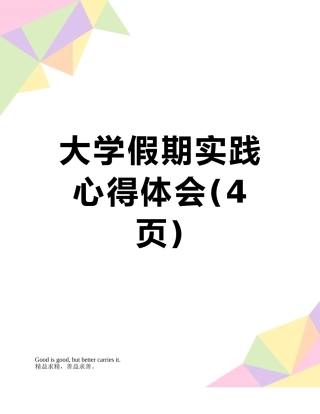 大学假期实践心得体会