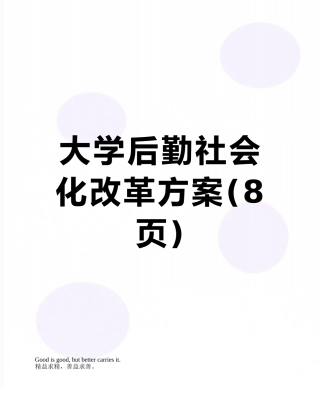 大学后勤社会化改革方案