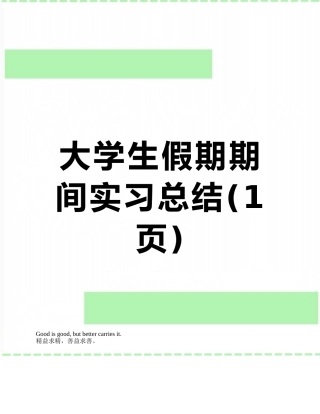 大学生假期期间实习总结
